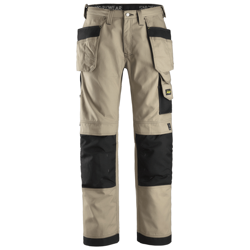 Snickers 3214 Craftsmen Holster Pocket Trousers, Canvas+ Khaki/Black - KNEE PAD TROUSERS