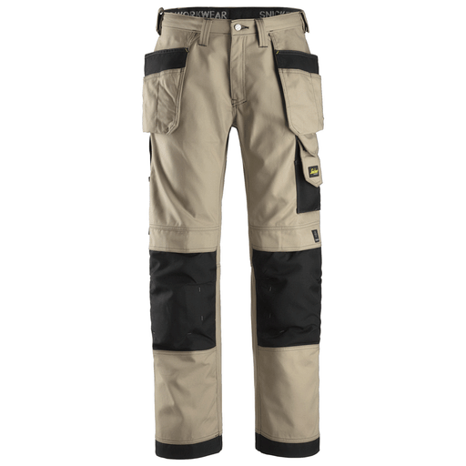Snickers 3214 Craftsmen Holster Pocket Trousers, Canvas+ Khaki/Black - KNEE PAD TROUSERS