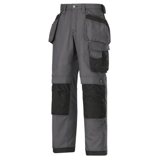 Snickers 3214 Craftsmen Holster Pocket Trousers, Canvas+ Steel Grey/Black Waist 35", Leg 32" - Snickers Size 50 - SALE TROUSERS