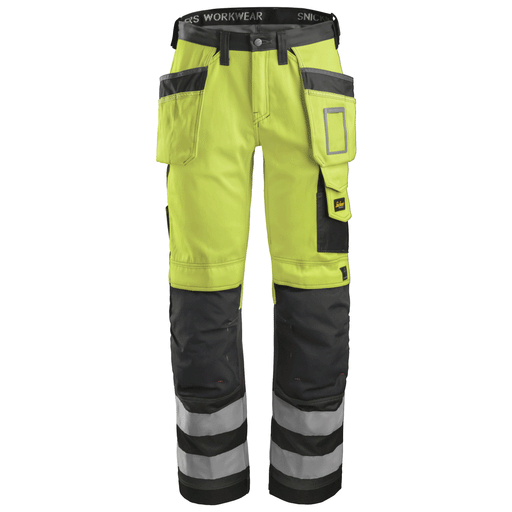 Snickers 3233 High-Vis Holster Pocket Trousers, Class 2 Yellow 33" Waist - 30" Leg - Snickers Size 92 - Apparel & Accessories > Clothing > Pants > Cargo Pants SALE HI-VIS TROUSERS