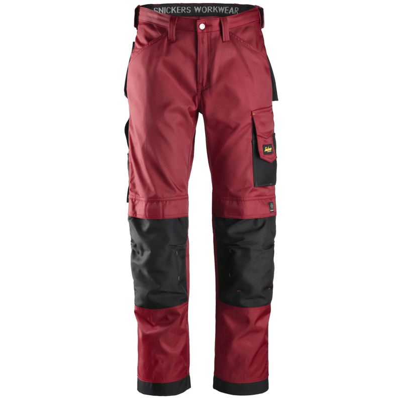 Snickers 3312 Craftsmen Trousers, DuraTwill Chilli Red/Black 36" Waist 32" Leg - Snickers Size 52 - SALE TROUSERS