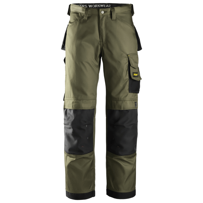 Snickers 3312 Craftsmen Trousers, DuraTwill Olive Green/Black, Waist 31" Leg 32"-Snickers 46 - Apparel & Accessories > Clothing > Uniforms & Workwear > Contractor Pants & Coveralls SALE TROUSERS