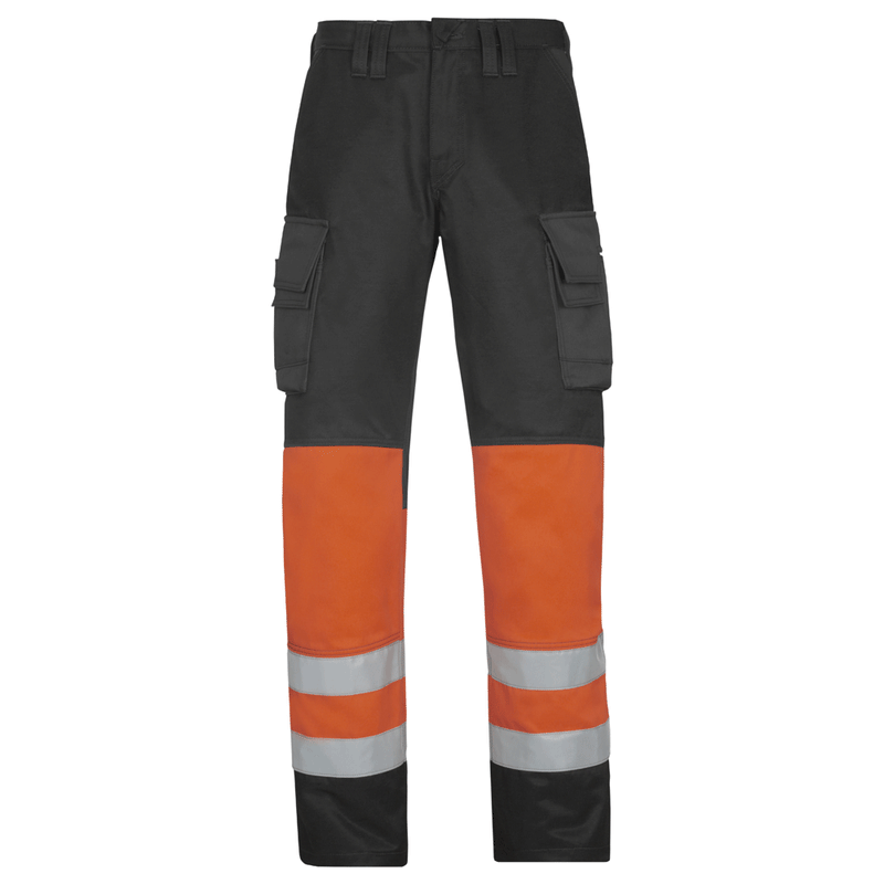 Snickers 3833 Hi-Vis Trousers, Class 1 Muted Black/Hi-Vis Orange, 35" Waist 30" Leg-Snickers 96 - Apparel & Accessories > Clothing > Uniforms & Workwear > Contractor Pants & Coveralls SALE HI-VIS TROUSERS