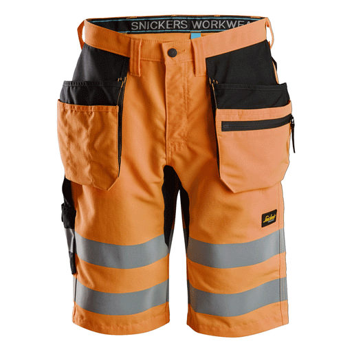 Snickers 6131 LiteWork, Hi-Vis Shorts+ Holster Pockets Class 1 Various Colours - HI-VIS SHORTS