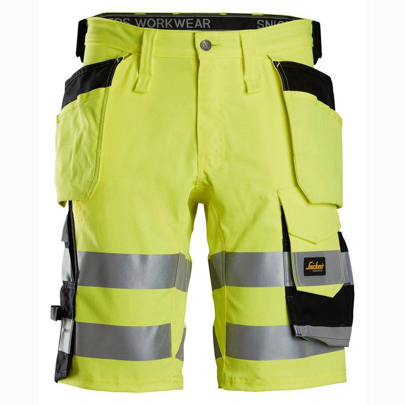 Snickers 6135 Hi-Vis Class 1 Stretch Work Shorts Holster Pockets - HI-VIS SHORTS