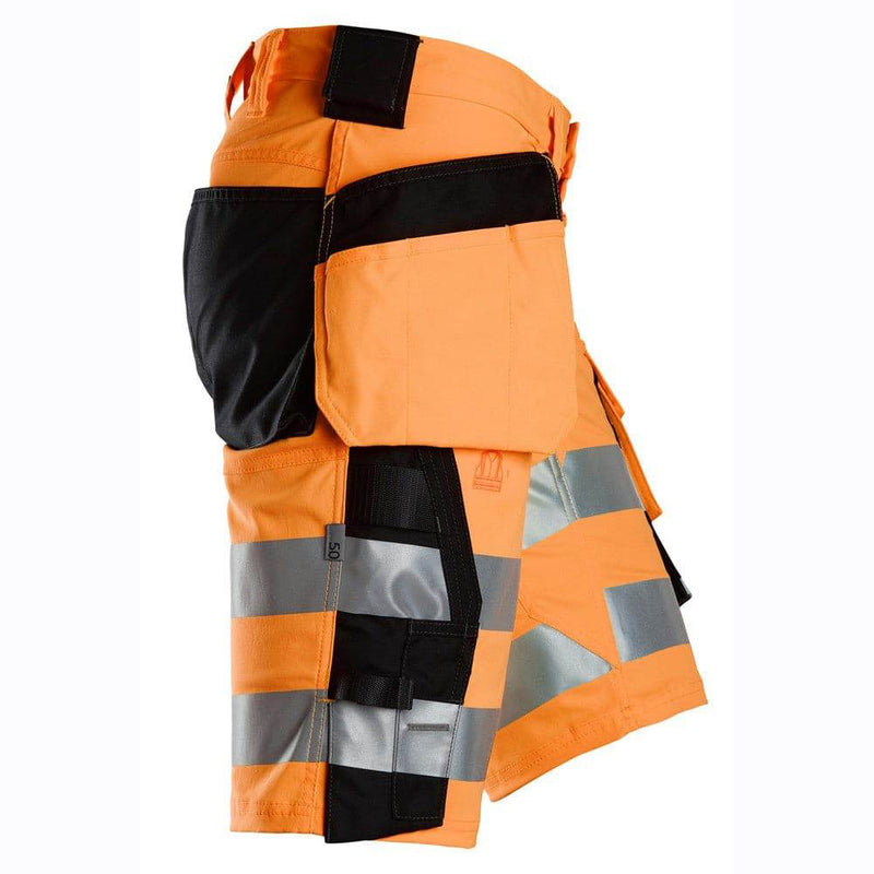 Snickers 6135 Hi-Vis Class 1 Stretch Work Shorts Holster Pockets - HI-VIS SHORTS