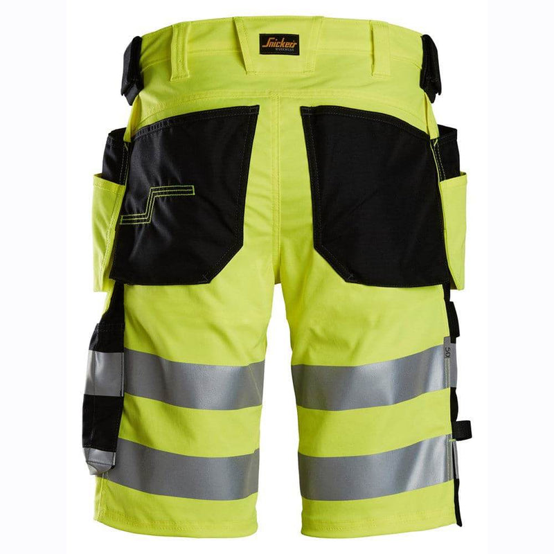 Snickers 6135 Hi-Vis Class 1 Stretch Work Shorts Holster Pockets - HI-VIS SHORTS