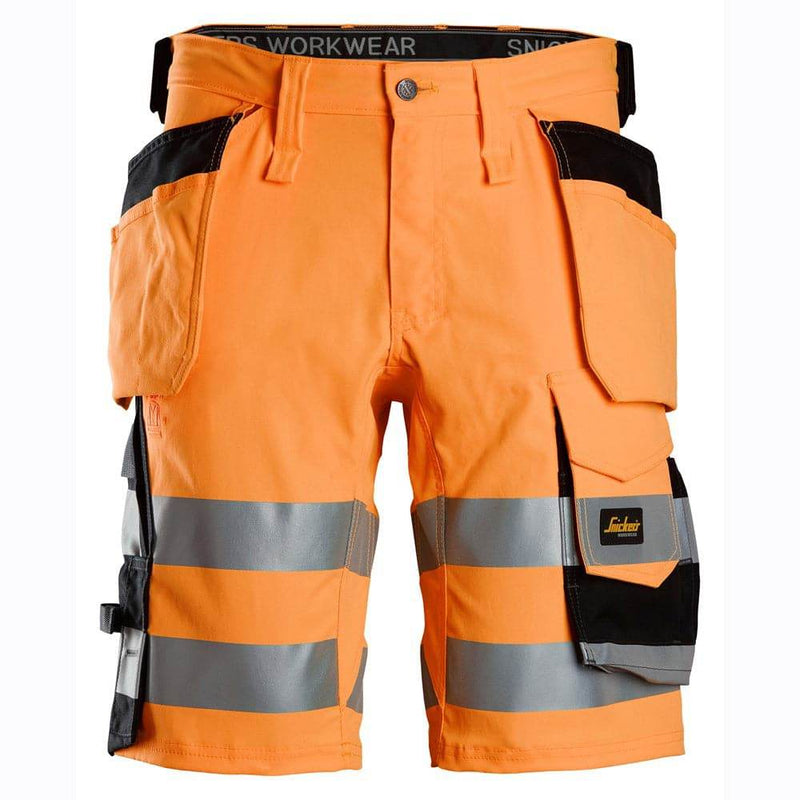Snickers 6135 Hi-Vis Class 1 Stretch Work Shorts Holster Pockets - HI-VIS SHORTS