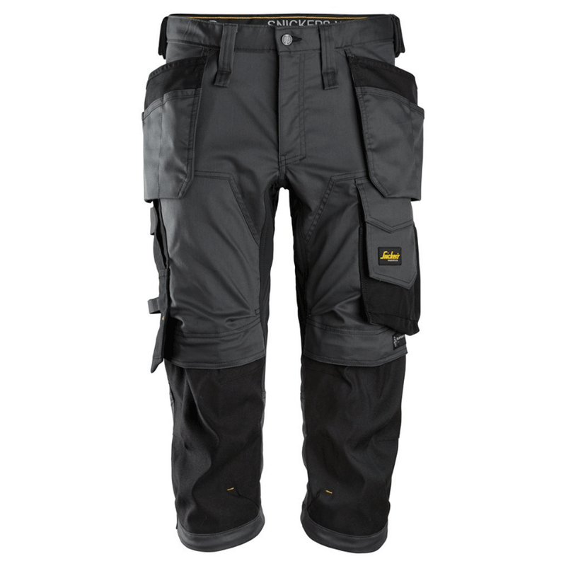 Snickers 6142 AllroundWork, Stretch Kneepad Holster Pockets Pirate Trousers Steel Grey/Black, 35" Waist-Snickers 100 - Apparel & Accessories > Clothing > Pants > Cargo Pants SALE TROUSERS