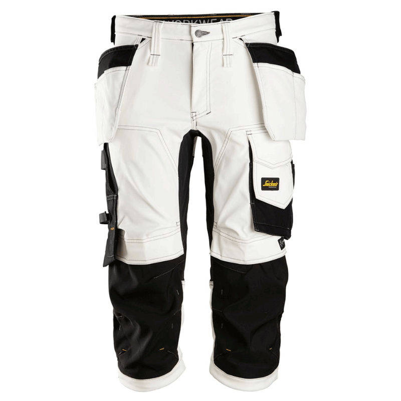 Snickers 6142 AllroundWork, Stretch Kneepad Holster Pockets Pirate Trousers White/Black, 33" Waist-Snickers 46 - Apparel & Accessories > Clothing > Pants > Cargo Pants SALE TROUSERS