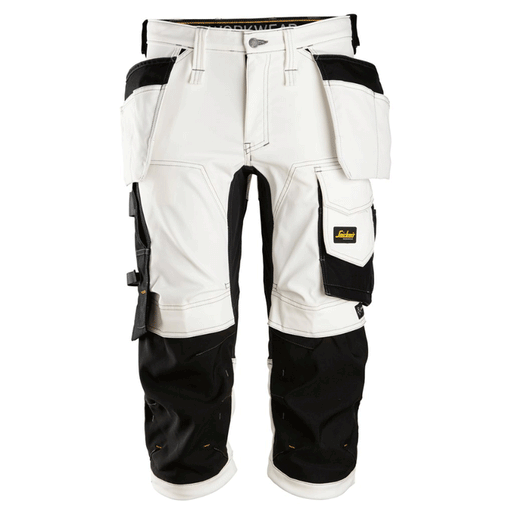 Snickers 6142 AllroundWork, Stretch Kneepad Holster Pockets Pirate Trousers White/Black, 33" Waist-Snickers 46 - Apparel & Accessories > Clothing > Pants > Cargo Pants SALE TROUSERS