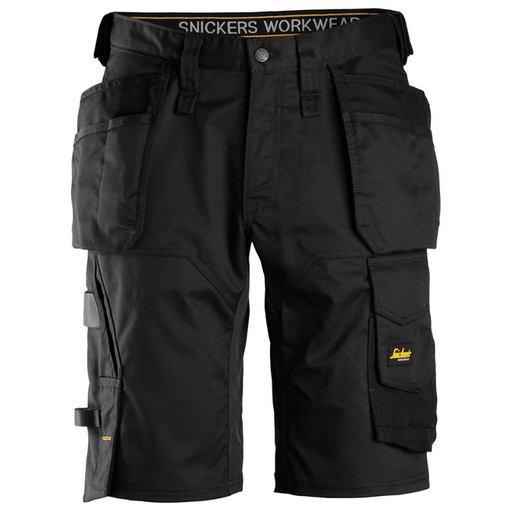 Snickers 6151 AllroundWork, Stretch Loose Fit Holster Pockets Work Shorts Black / 30" Waist - SALE SHORTS