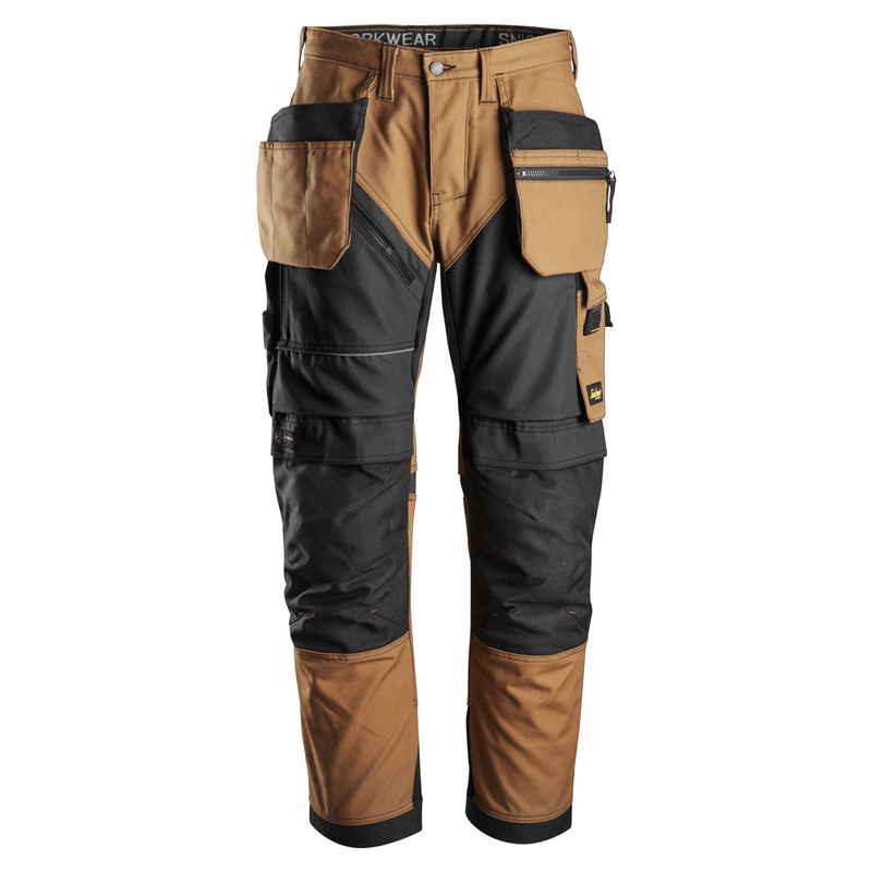 Snickers 6202 RuffWork, Work Trousers+ Holster Pockets Brown/Black - KNEE PAD TROUSERS