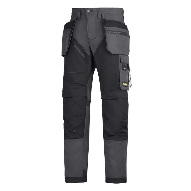 Snickers 6202 RuffWork, Work Trousers+ Holster Pockets Steel Grey/Black - KNEE PAD TROUSERS