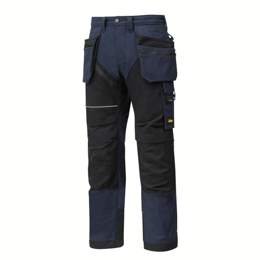 Snickers 6215 RuffWork Cotton, WorkTrousers+Holster Pockets Navy Blue/Black - KNEE PAD TROUSERS