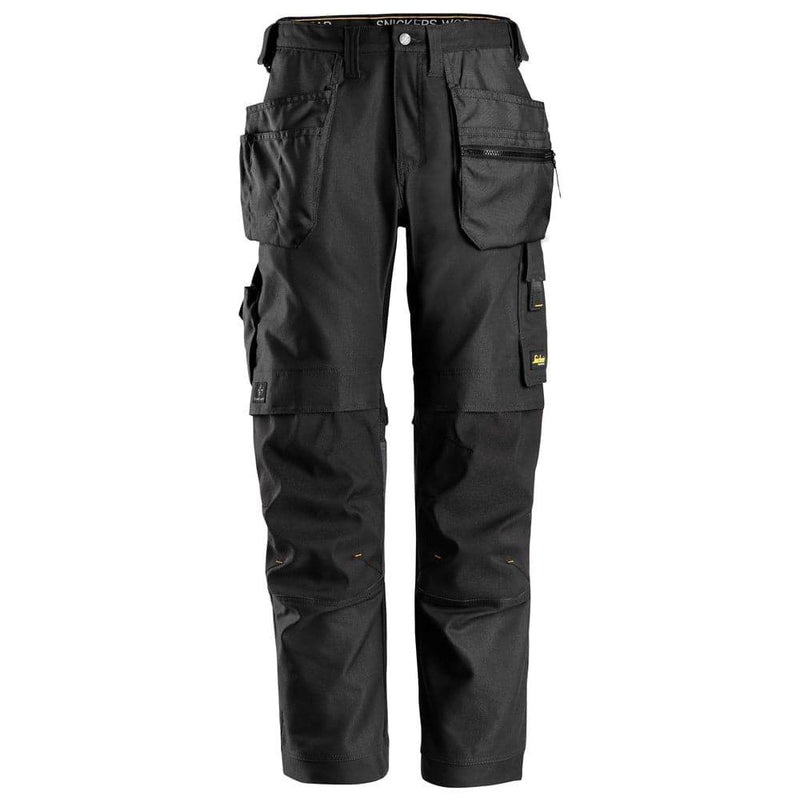 Snickers 6224 AllroundWork, Canvas+ Stretch Work Trousers+ Holster Pockets Black - KNEE PAD TROUSERS