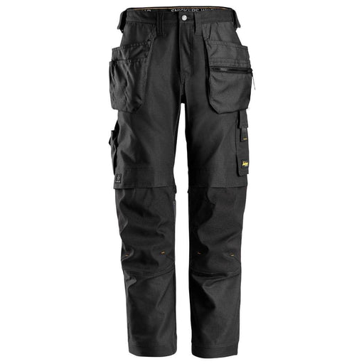 Snickers 6224 AllroundWork, Canvas+ Stretch Work Trousers+ Holster Pockets Black - KNEE PAD TROUSERS