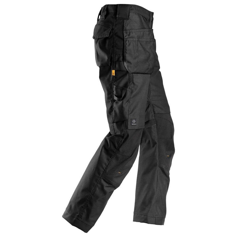 Snickers 6224 AllroundWork, Canvas+ Stretch Work Trousers+ Holster Pockets Black - KNEE PAD TROUSERS