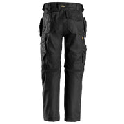 Snickers 6224 AllroundWork, Canvas+ Stretch Work Trousers+ Holster Pockets Black - KNEE PAD TROUSERS
