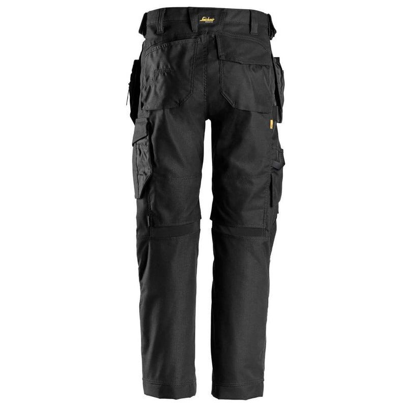 Snickers 6224 AllroundWork, Canvas+ Stretch Work Trousers+ Holster Pockets Black - KNEE PAD TROUSERS