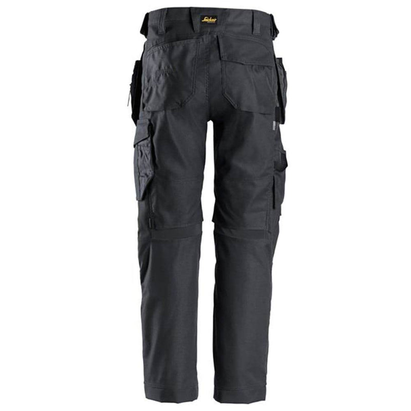 Snickers 6224 AllroundWork, Canvas+ Stretch Work Trousers+ Holster Pockets Steel Grey - KNEE PAD TROUSERS