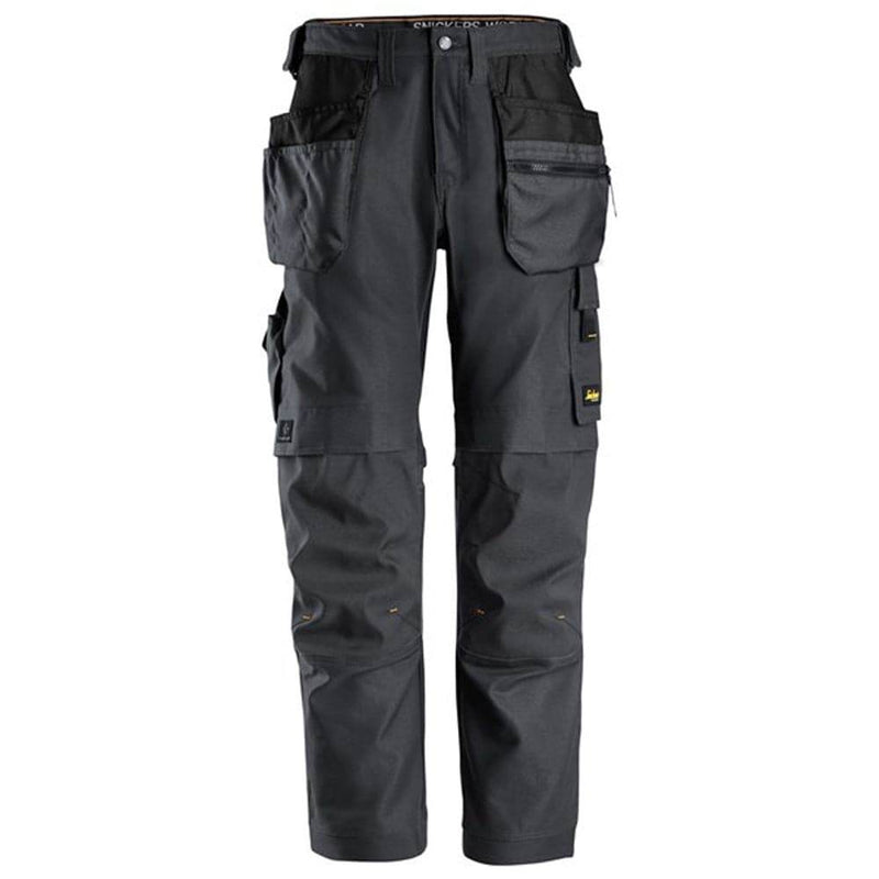 Snickers 6224 AllroundWork, Canvas+ Stretch Work Trousers+ Holster Pockets Steel Grey - KNEE PAD TROUSERS