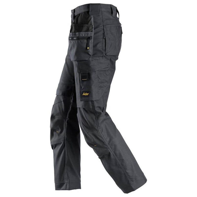 Snickers 6224 AllroundWork, Canvas+ Stretch Work Trousers+ Holster Pockets Steel Grey - KNEE PAD TROUSERS