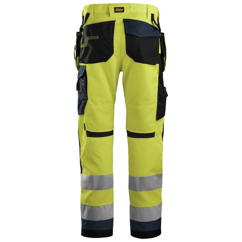 Snickers 6230 AllroundWork, Hi-Vis Trousers Holster Pockets+ CL2 Various Colours - HI-VIS TROUSERS