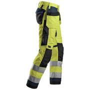 Snickers 6230 AllroundWork, Hi-Vis Trousers Holster Pockets+ CL2 Various Colours - HI-VIS TROUSERS
