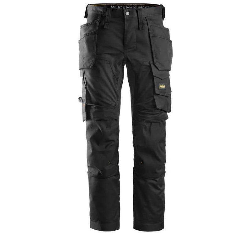 Snickers 6241 AllroundWork, Stretch Work Knee Pad Trousers Holster Pockets Black - KNEE PAD TROUSERS