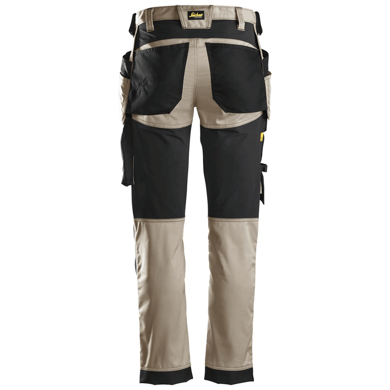 Snickers 6241 AllroundWork, Stretch Work Knee Pad Trousers Holster Pockets Khaki/Black - KNEE PAD TROUSERS