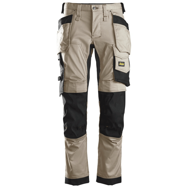 Snickers 6241 AllroundWork, Stretch Work Knee Pad Trousers Holster Pockets Khaki/Black - KNEE PAD TROUSERS