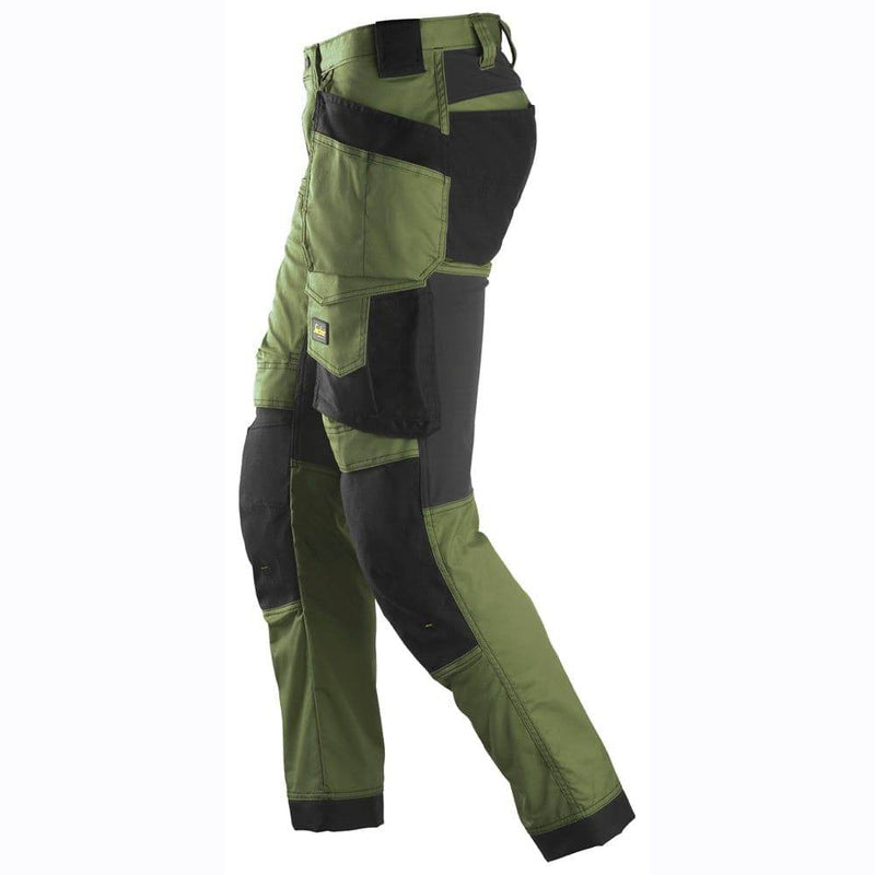 Snickers 6241 AllroundWork, Stretch Work Knee Pad Trousers Holster Pockets Khaki Green - KNEE PAD TROUSERS