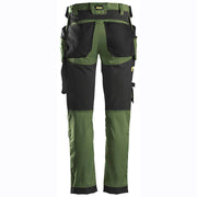 Snickers 6241 AllroundWork, Stretch Work Knee Pad Trousers Holster Pockets Khaki Green - KNEE PAD TROUSERS