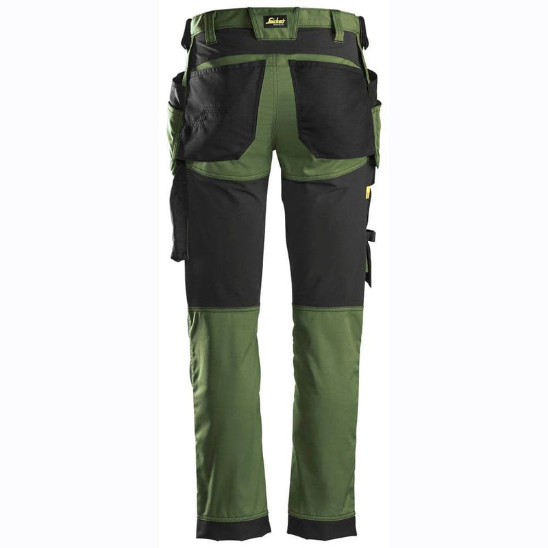 Snickers 6241 AllroundWork, Stretch Work Knee Pad Trousers Holster Pockets Khaki Green - KNEE PAD TROUSERS