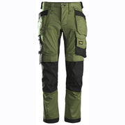 Snickers 6241 AllroundWork, Stretch Work Knee Pad Trousers Holster Pockets Khaki Green - KNEE PAD TROUSERS