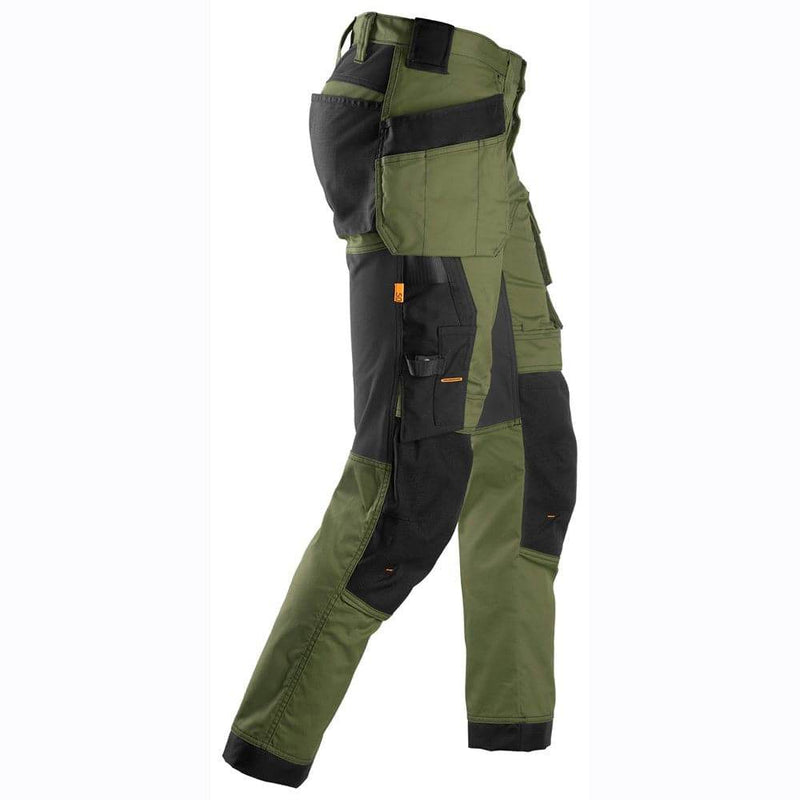 Snickers 6241 AllroundWork, Stretch Work Knee Pad Trousers Holster Pockets Khaki Green - KNEE PAD TROUSERS