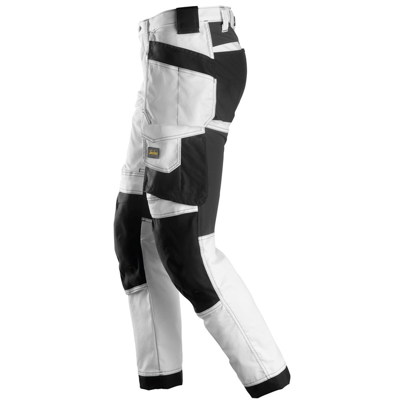 Snickers 6241 AllroundWork, Stretch Work Knee Pad Trousers Holster Pockets White/Black - KNEE PAD TROUSERS
