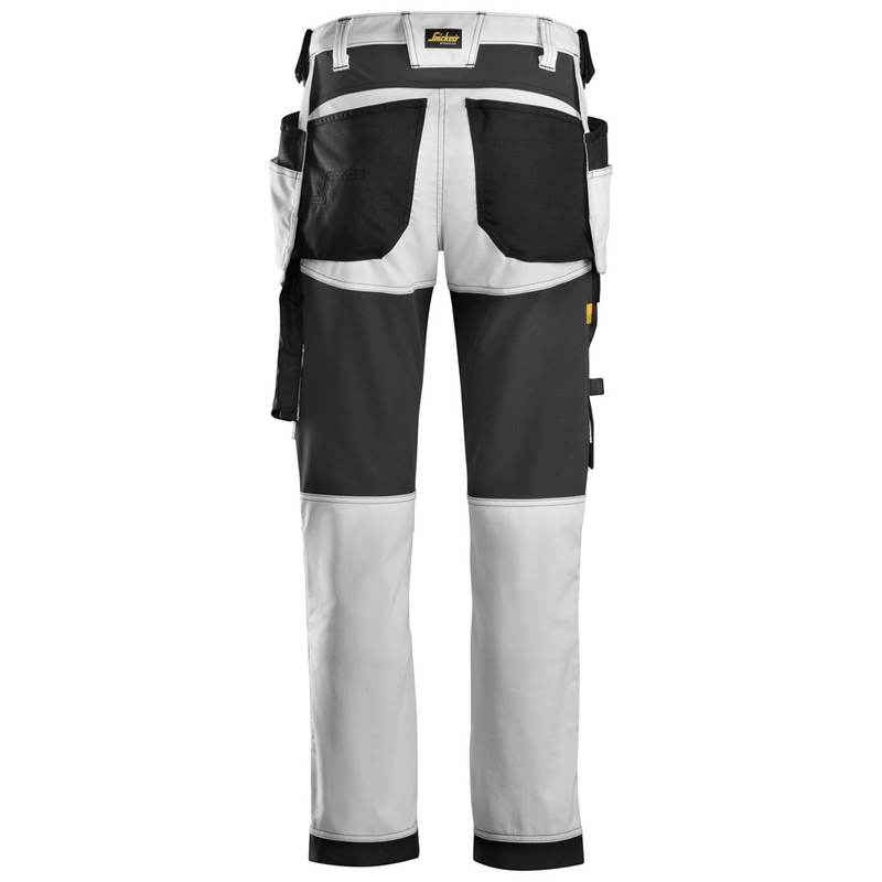 Snickers 6241 AllroundWork, Stretch Work Knee Pad Trousers Holster Pockets White/Black - KNEE PAD TROUSERS