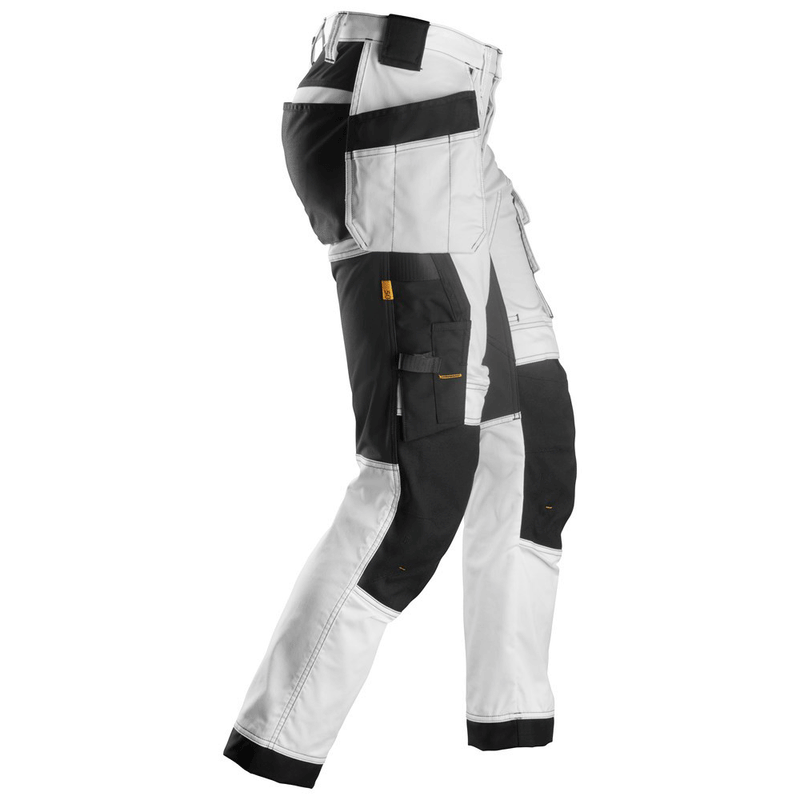Snickers 6241 AllroundWork, Stretch Work Knee Pad Trousers Holster Pockets White/Black - KNEE PAD TROUSERS