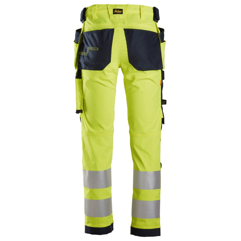 Snickers 6243 AllroundWork, Hi-Vis Stretch Kneepad Holster Work Trousers Class 2 Various Colours - HI-VIS TROUSERS