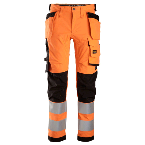 Snickers 6243 AllroundWork, Hi-Vis Stretch Kneepad Holster Work Trousers Class 2 Various Colours - HI-VIS TROUSERS