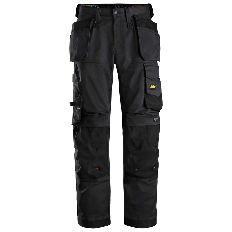 Snickers 6251 AllroundWork, Stretch Loose Fit Holster Pocket Work Trousers Black - KNEE PAD TROUSERS