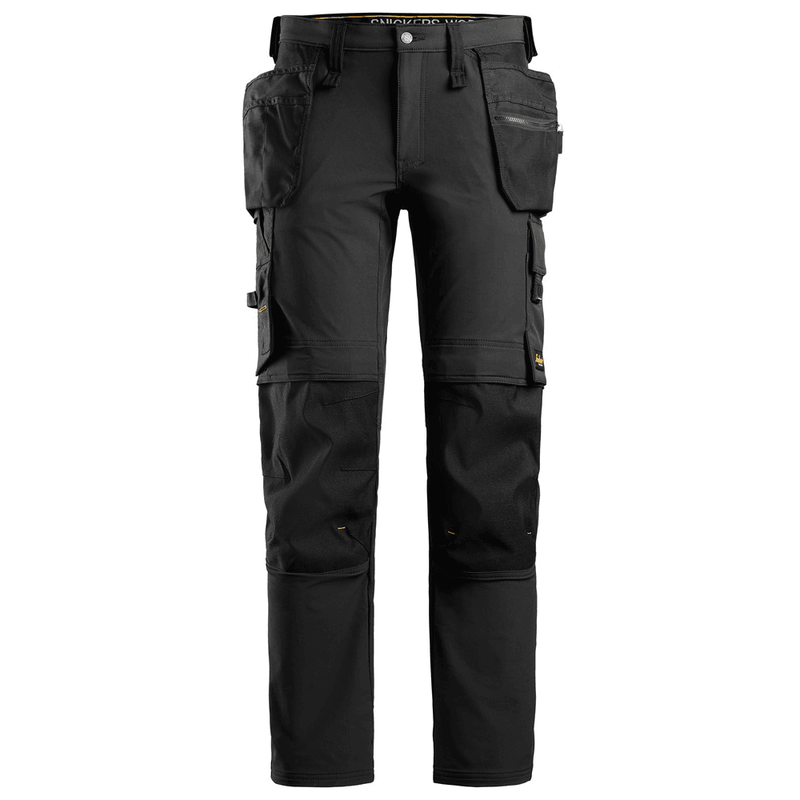 Snickers 6271 AllroundWork, Full Stretch Trousers Holster Pockets, Black - KNEE PAD TROUSERS