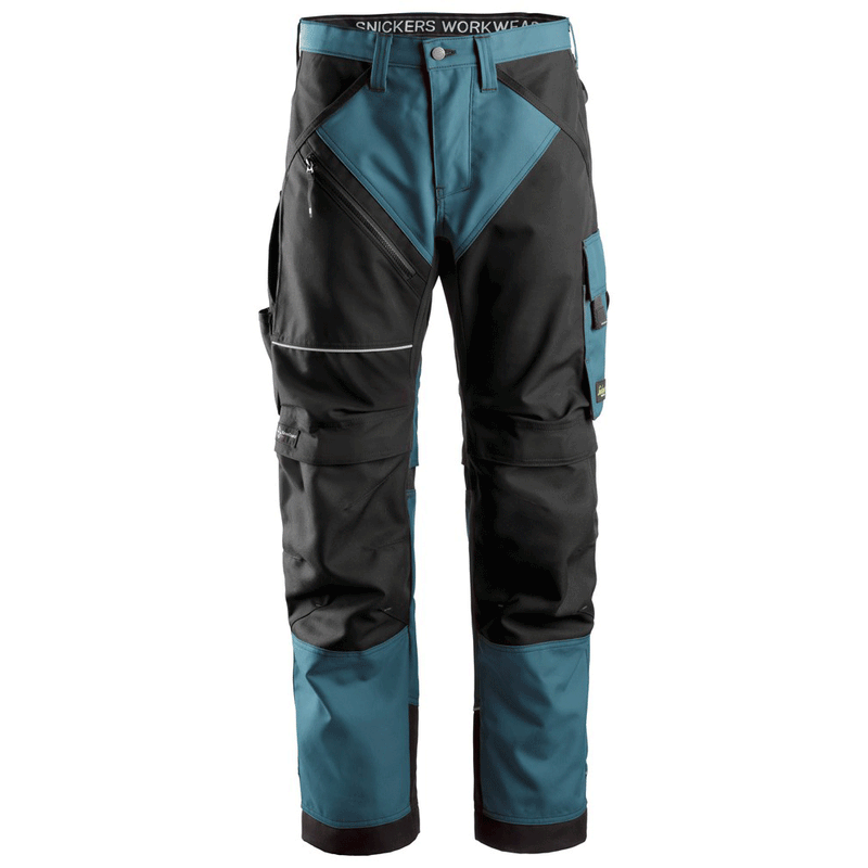 Snickers 6303 RuffWork, Work Trousers Petrol/Black - KNEE PAD TROUSERS