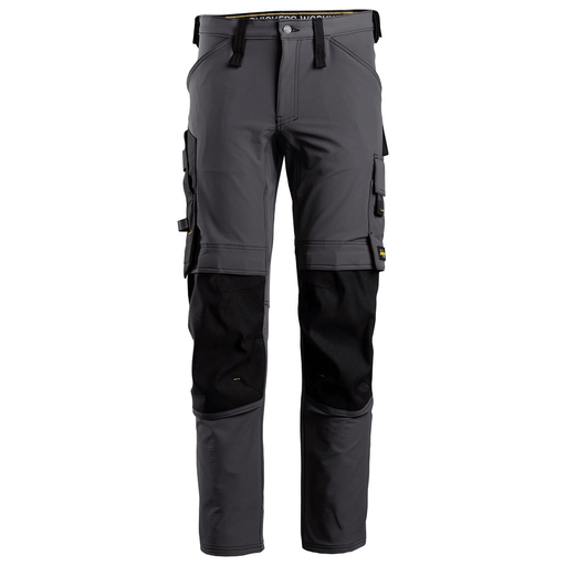 Snickers 6371 AllroundWork, Full Stretch Kneepad Trouser Steel Grey/Black, 35" Waist 35" Leg-Snickers 150 - Apparel & Accessories > Clothing > Pants > Cargo Pants SALE TROUSERS