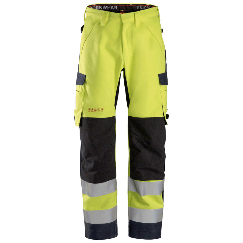Snickers 6563 ProtecWork, Waterproof Flame Retardant Hi-Vis Trousers, Class 2 - FLAME RETARDANT TROUSERS