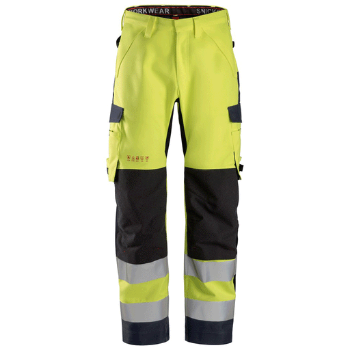 Snickers 6563 ProtecWork, Waterproof Flame Retardant Hi-Vis Trousers, Class 2 - FLAME RETARDANT TROUSERS