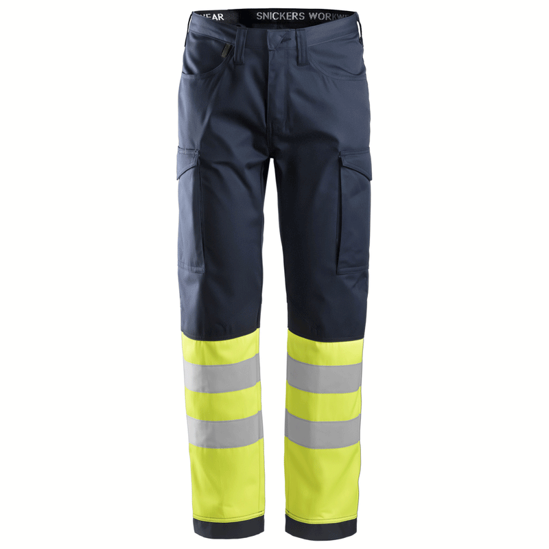 Snickers 6900 Hi-Vis Service Transport Trousers CL1 Navy Blue - HI-VIS TROUSERS