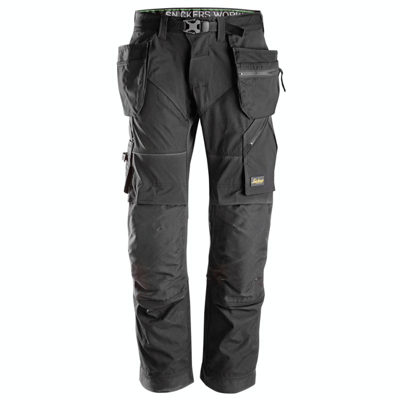 Snickers 6902 FlexiWork, Kneepad Holster Pocket Work Trousers Black - KNEE PAD TROUSERS